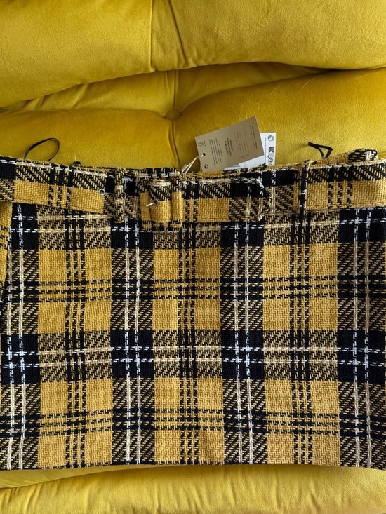 Mango Dresses & Skirts - Mango Yellow and Black Plaid Mini Skirt